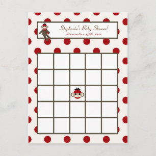 Schrijfbare Bingo Card Red Sock Monkey Uitnodiging Briefkaart