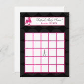 Schrijfbare Bingo Card Roze Podle Paris Eiffel Tow Uitnodiging Briefkaart (Voorkant / Achterkant)