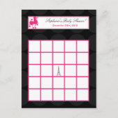 Schrijfbare Bingo Card Roze Podle Paris Eiffel Tow Uitnodiging Briefkaart (Voorkant)