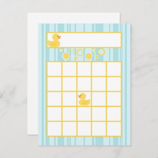 Schrijfbare Bingo Card Rubber Ducky Bubbles Uitnodiging Briefkaart (Voorkant / Achterkant)