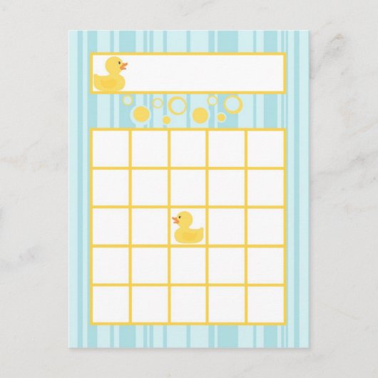 Schrijfbare Bingo Card Rubber Ducky Bubbles Uitnodiging Briefkaart (Voorkant)
