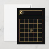 Schrijfbare Bingo Card Sweet 16 Gold Black Briefkaart (Voorkant / Achterkant)