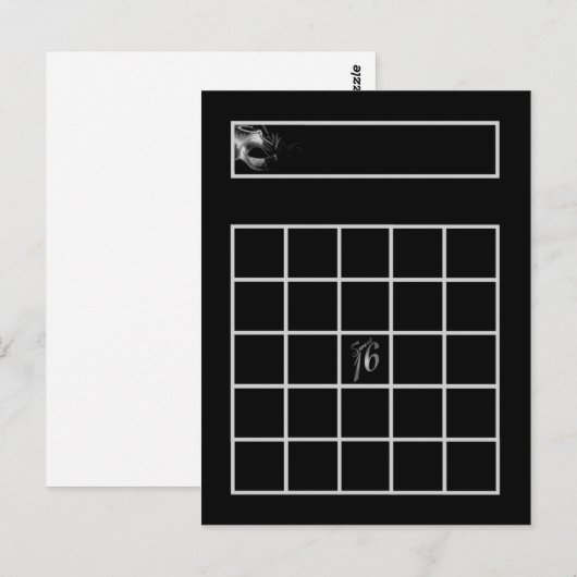 Schrijfbare Bingo Card Sweet 16 Silver Black Briefkaart (Voorkant / Achterkant)