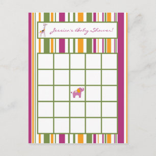 Schrijfbare Bingo Card Sweet Safari Uitnodiging Briefkaart
