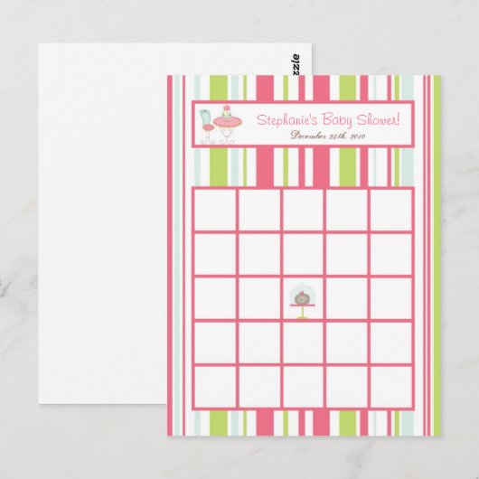 Schrijfbare Bingo Card Tea Party Pink Pastel Flowe Briefkaart (Voorkant / Achterkant)