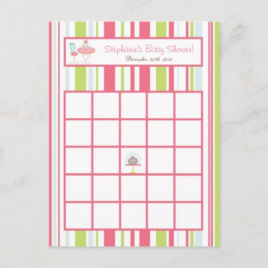 Schrijfbare Bingo Card Tea Party Pink Pastel Flowe Briefkaart (Voorkant)