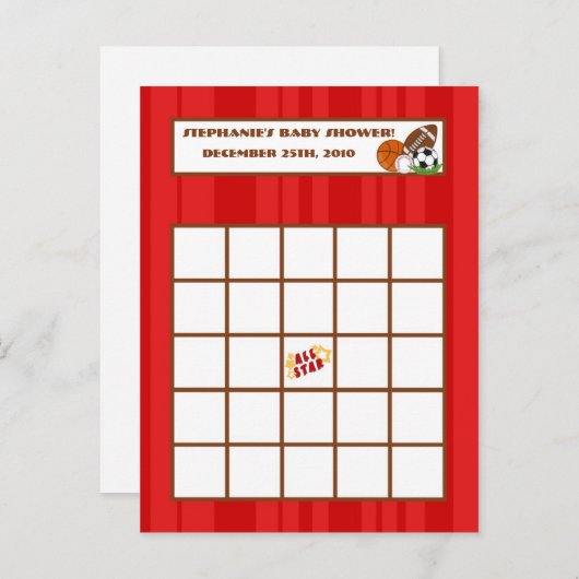 Schrijfbare Bingo Kaart All-Star Red (Voorkant / Achterkant)