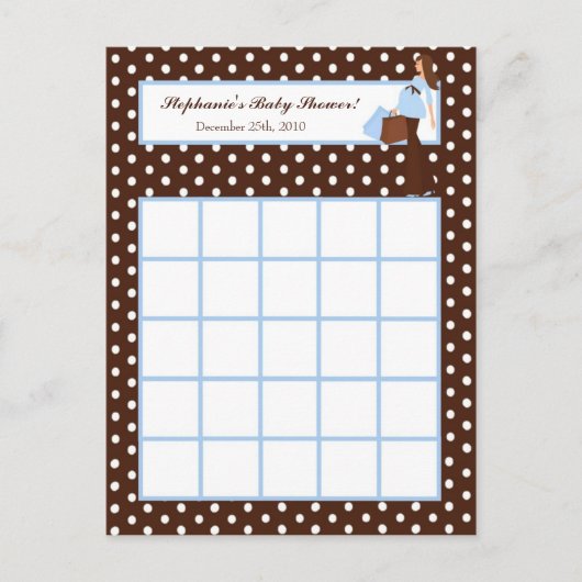 Schrijfbare Bingo Kaart Blue Mod Mom Polka Dots (Voorkant)