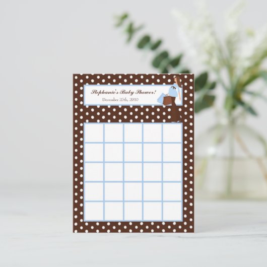 Schrijfbare Bingo Kaart Blue Mod Mom Polka Dots (Staand voorkant)
