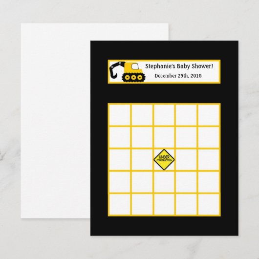 Schrijfbare Bingo Kaart Constructie Zwart en Geel (Voorkant / Achterkant)