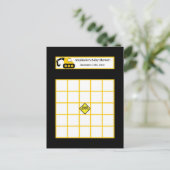 Schrijfbare Bingo Kaart Constructie Zwart en Geel (Staand voorkant)