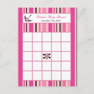 Schrijfbare Bingo Kaart Girl Pink Punk Rock Guitar