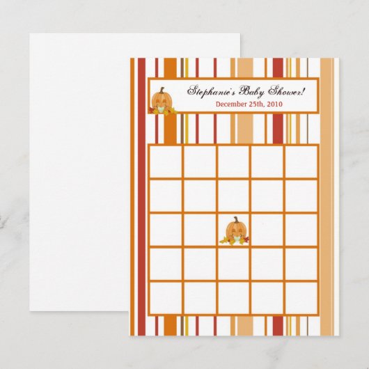 Schrijfbare Bingo Kaart Herfst Herfst Pompoen Baby (Voorkant / Achterkant)