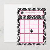 Schrijfbare Bingo Kaart Hot Pink Black Damask (Voorkant / Achterkant)