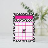 Schrijfbare Bingo Kaart Hot Pink Zebra Print (Staand voorkant)