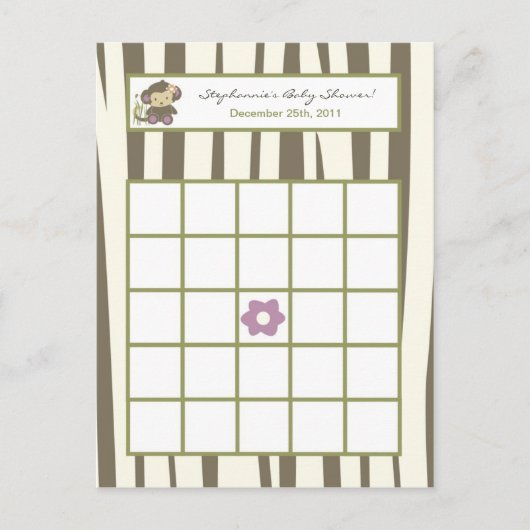 Schrijfbare Bingo Kaart Jacana Meisje Oerwoud Zoo  (Voorkant)