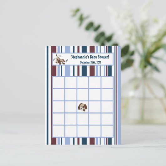 Schrijfbare Bingo Kaart Lil League Puppy Dog (Staand voorkant)