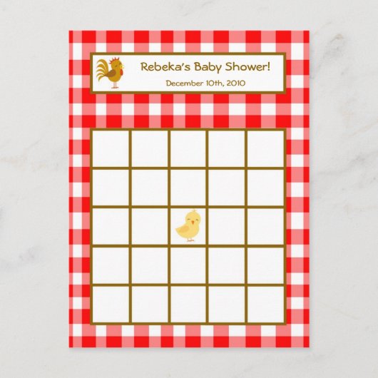 Schrijfbare Bingo Kaart Red Barn Farm Animals (Voorkant)