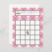 Schrijfbare Bingo Kaart Roze Argyle Sock Monkey (Voorkant / Achterkant)