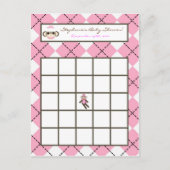 Schrijfbare Bingo Kaart Roze Argyle Sock Monkey (Voorkant)