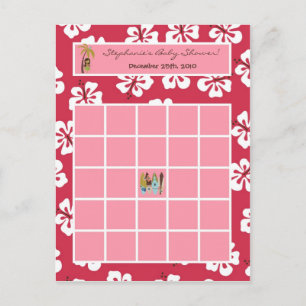 Schrijfbare Bingo Kaart Roze Hawaiian Luau Tropica