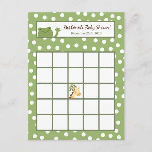 Schrijfbare Bingo Kaart Safari Oerwoud Animals Gre (Voorkant)