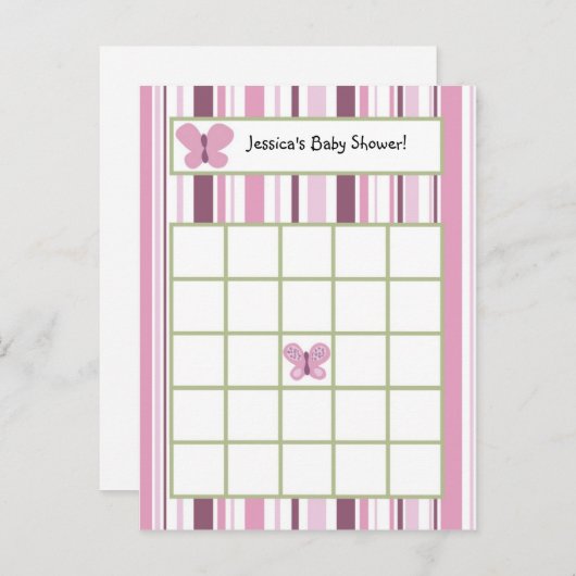 Schrijfbare Bingo Kaart Sugar Plum Butterfly (Voorkant / Achterkant)