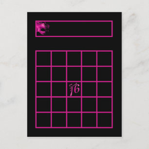 Schrijfbare Bingo Kaart Sweet 16 Hot Pink Black Pa