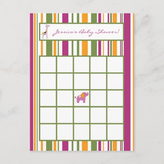 Schrijfbare Bingo Kaart Sweet Safari (Voorkant)