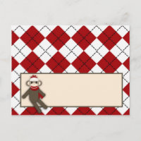 Schrijfbare geheugenkaart Red Sock Monkey Argyle