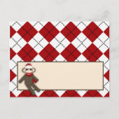 Schrijfbare geheugenkaart Red Sock Monkey Argyle Briefkaart (Voorkant)