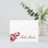 Schrijfbare kaart Crimson Red Floral Filigree (Staand voorkant)