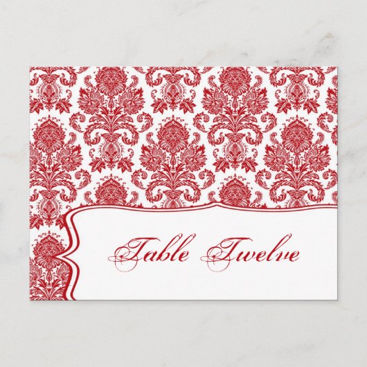 Schrijfbare kaart Red Crimson White Damask Lace (Voorkant)