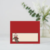 Schrijfbare kaart Red Sock Monkey (Staand voorkant)
