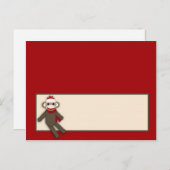 Schrijfbare kaart Red Sock Monkey (Voorkant / Achterkant)