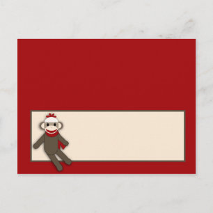 Schrijfbare kaart Red Sock Monkey