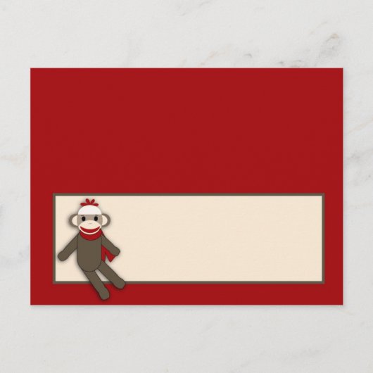 Schrijfbare kaart Red Sock Monkey (Voorkant)