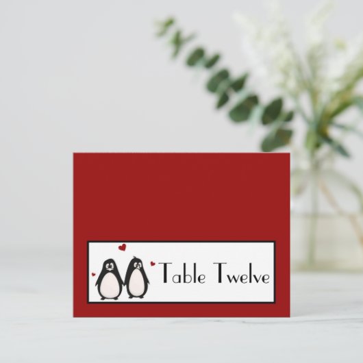 Schrijfbare kaart uit pinguïn Love Couple Mate voo (Staand voorkant)