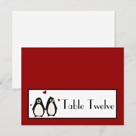 Schrijfbare kaart uit pinguïn Love Couple Mate voo (Voorkant / Achterkant)
