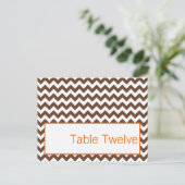 Schrijfbare Plaats Bruin Sinaasappel Chevron Naam Briefkaart (Staand voorkant)