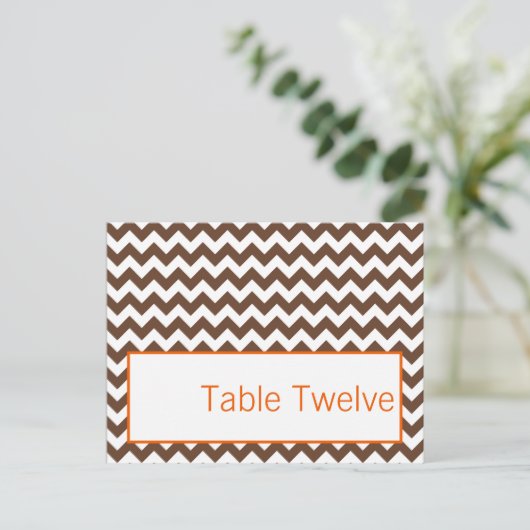 Schrijfbare Plaats Bruin Sinaasappel Chevron Naam Briefkaart (Staand voorkant)