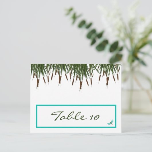 Schrijfbare plaats kaart Cattail/Dragonfly in kleu (Staand voorkant)