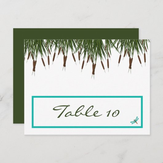 Schrijfbare plaats kaart Cattail/Dragonfly in kleu (Voorkant / Achterkant)