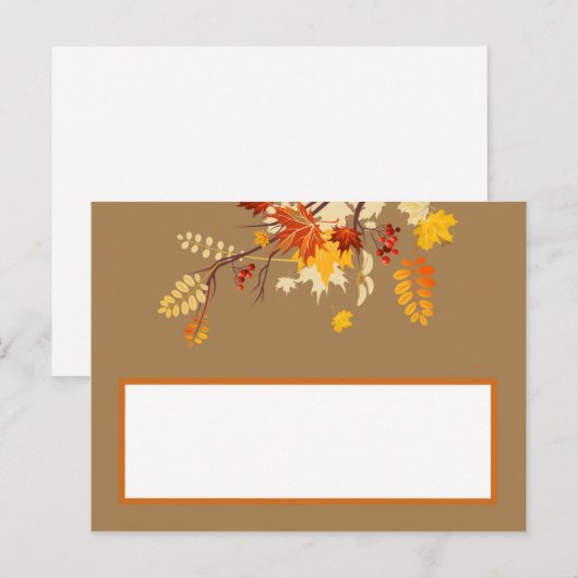 Schrijfbare plaats kaart herfst tak bladeren (Voorkant / Achterkant)