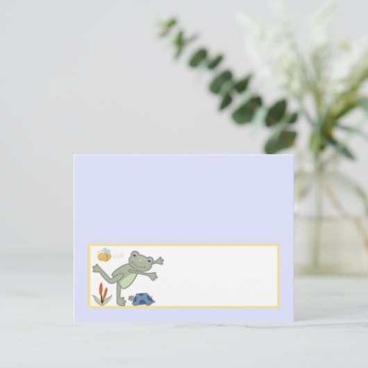 Schrijfbare plaats kaart Leap Frog Turtle Bee Drag (Staand voorkant)