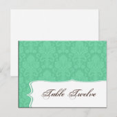 Schrijfbare Plaats Kaart Mint Wit Damast Kant Prin (Voorkant / Achterkant)