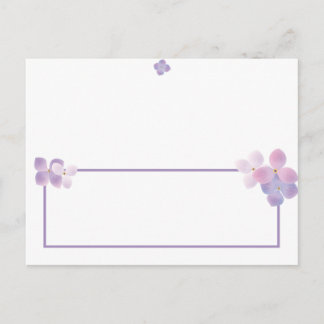 Schrijfbare plaats kaart Paarse hortensia