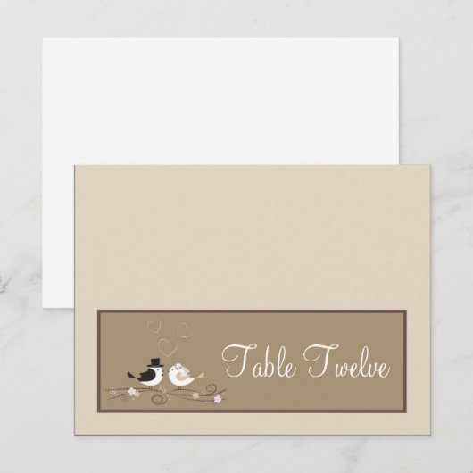 Schrijfbare Plaats Kaart Trouwvogels Bruid Bruideg (Voorkant / Achterkant)