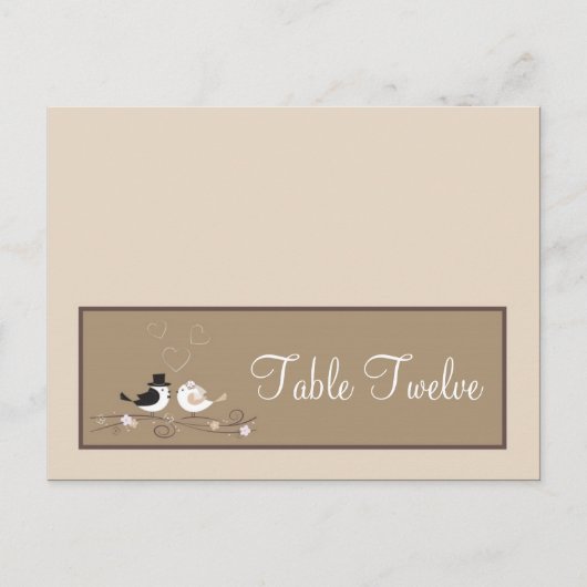 Schrijfbare Plaats Kaart Trouwvogels Bruid Bruideg (Voorkant)