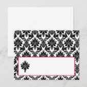 Schrijfbare plaatskaart Hot Pink Black Damask Briefkaart (Voorkant / Achterkant)
